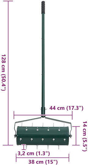 Vidaxl Lawn Roller Aeration Handles Green 128 x 38 cm Steel