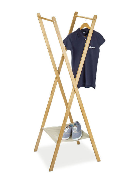 Relaxdays Floor Coat Rack Made of Bamboo Telescopic Brown 155.5x50cm