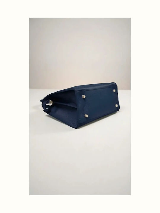 Leder Damen Handtasche Navy Blau