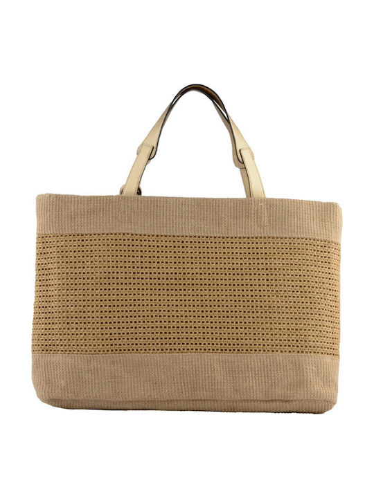 Ψάθινη Γυναικεία Τσάντα Shopper Μπεζ
