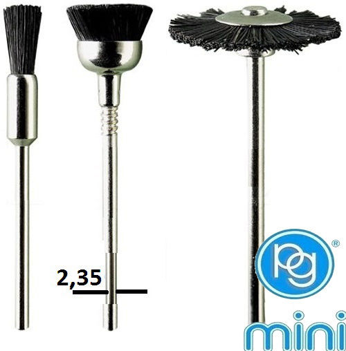 Poggi M.4120 Drill Wire Brushes Nylon Bristle Set 3 Pieces 5-12-21mm