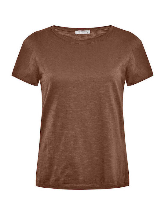 Celestino Kurzärmeliges Baumwoll-T-Shirt in Braun