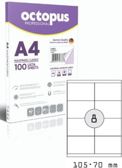 800 Αυτοκόλλητες Ετικέτες Α4 Ορθογώνιες 105x70mm
