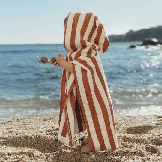 Little Dutch Kid's Beach Poncho Ocean World Brown Stripe One Size