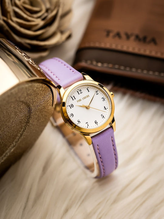 Paul Lorens Womens Watch 26mm Battery With Purple Leather Strap