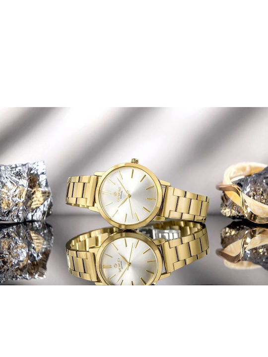 Giewont Womens Battery Watch With Gold Metal Bracelet