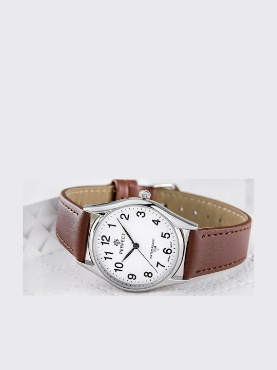 Perfect Womens Watch 34mm Battery With Brown Leather Strap