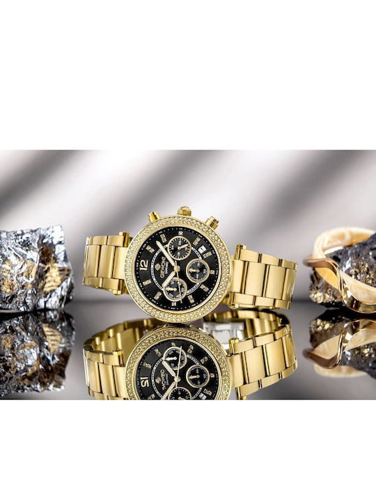 Giewont Womens Chronograph Battery Watch With Gold Metal Bracelet