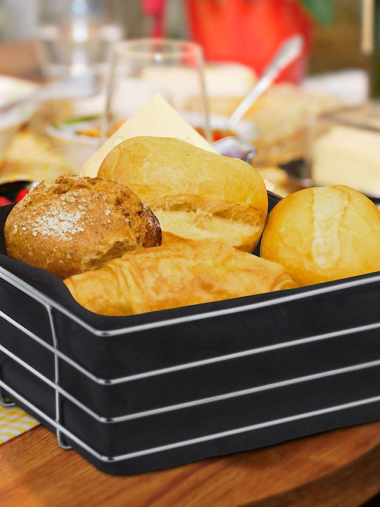 Relaxdays Fabric Bread Basket Black 23x23x10.5cm