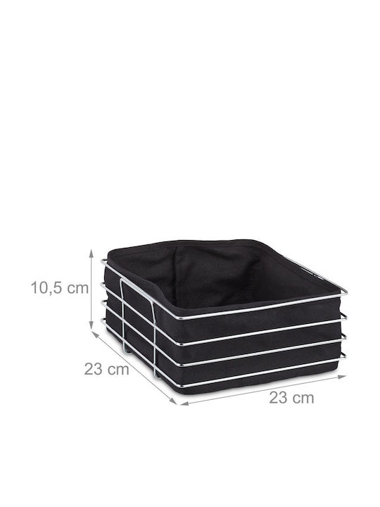 Relaxdays Fabric Bread Basket Black 23x23x10.5cm