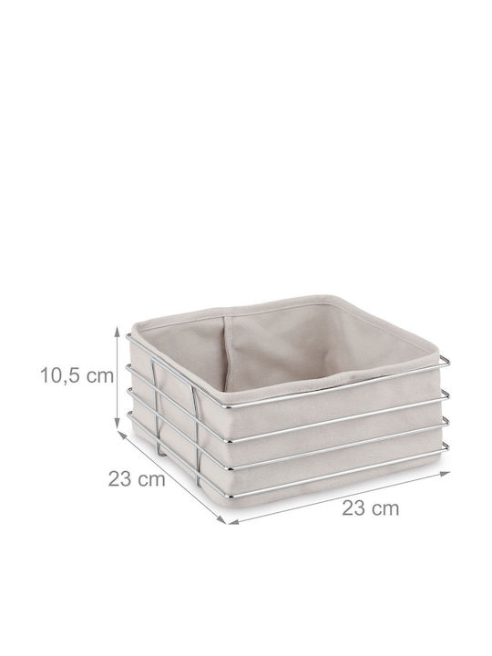 Relaxdays Fabric Bread Basket Silver 23x23x10.5cm