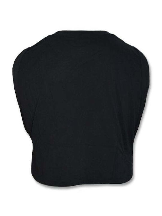 Essentials Summer Women's Cotton Blouse Sleeveless Black