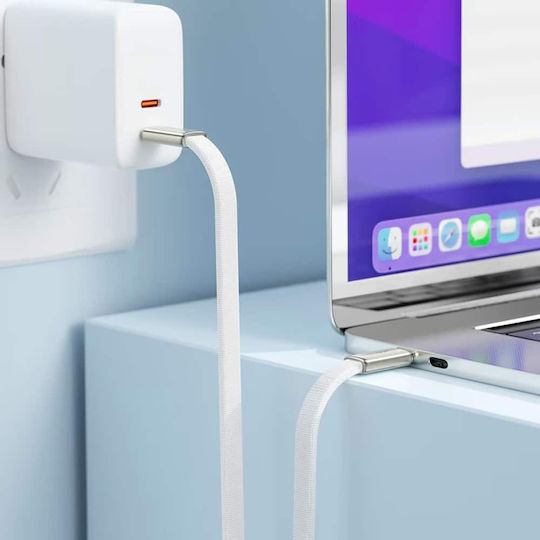 Acefast Flat / Braided USB 2.0 Cable USB-C Male - USB-C 60W White 1.2m