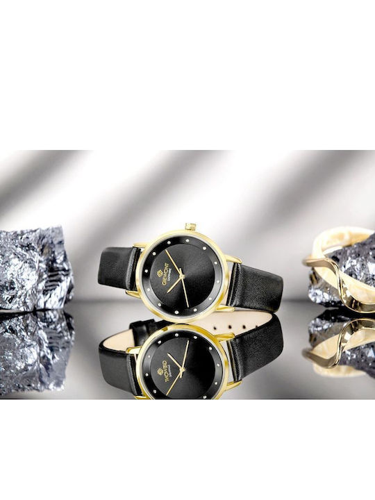 Giewont Womens Watch 34mm Battery With Gold Leather Strap