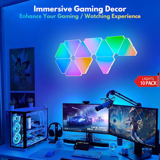 Qova Lampa Decorativă Inteligentă LED RGBIC 10 Buc 12,8x2,8 cm