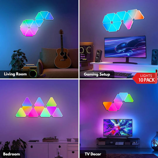 Qova Lampa Decorativă Inteligentă LED RGBIC 10 Buc 12,8x2,8 cm