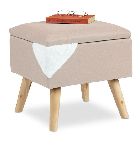 Σκαμπό Σαλονιού με Αποθηκευτικό Χώρο Beige 40x40x40εκ.