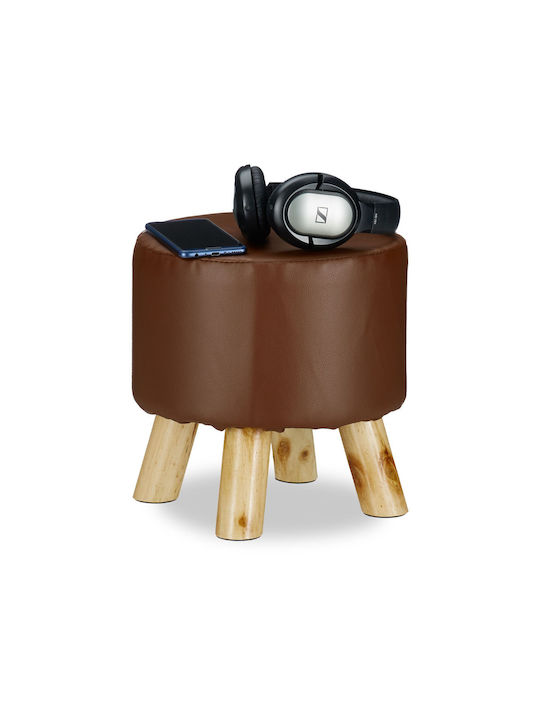Taburet Camera De Zi Tapițat Cu Piele Sintetică Maro 30x31x30cm