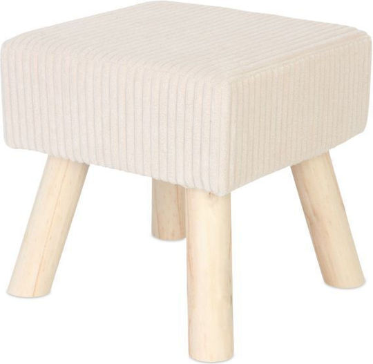 Taburet Camera De Zi Tapițat Cu Țesătură Crem 30x30x30cm
