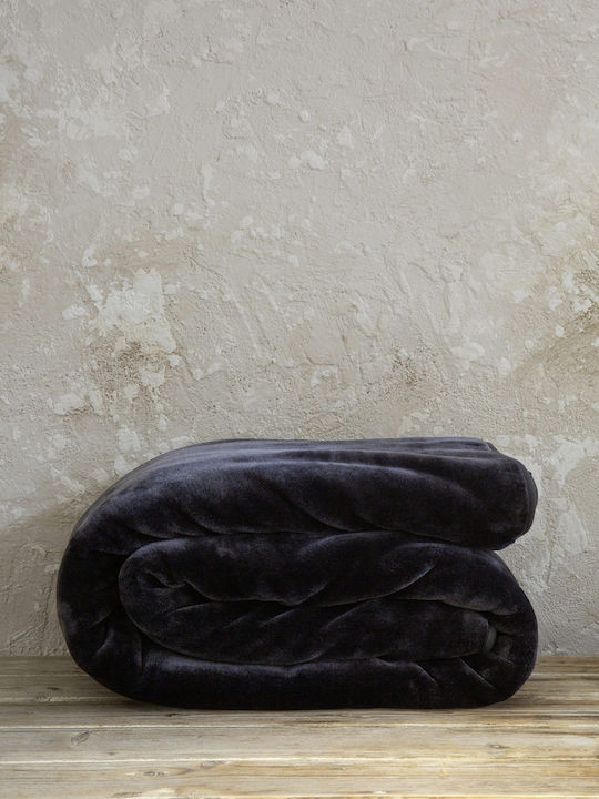 Nima Coperta Velvet Blanket Super Double 240x260cm Black