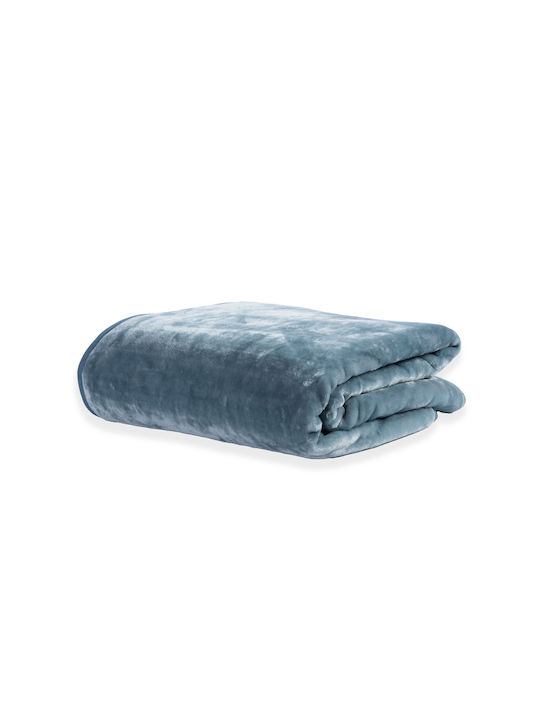 Nef-Nef Homeware Loft Velvet Single Blanket 170x220cm Smoke Blue