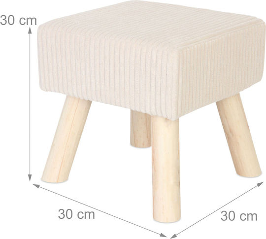 Taburet Camera De Zi Tapițat Cu Țesătură Crem 30x30x30cm