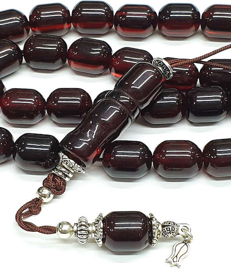 Roloi Komboloi Worry Beads with 33 Beads Made of Resin Length 41cm Burgundy