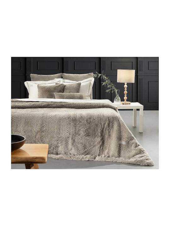 Guy Laroche Crusty Furry Double Blanket Set 220x240cm Mink