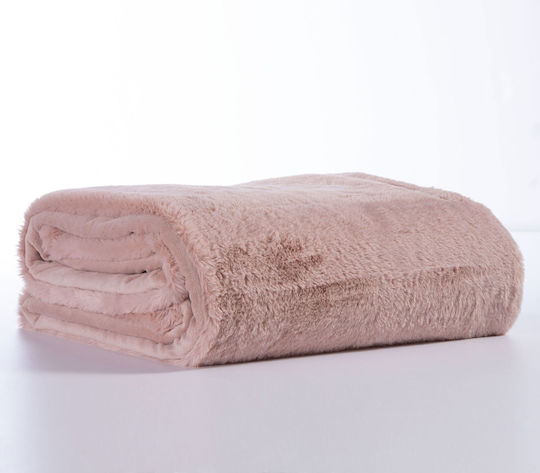 Nef-Nef Homeware Warmer Furry Blanket Super Double 240x220cm Pink