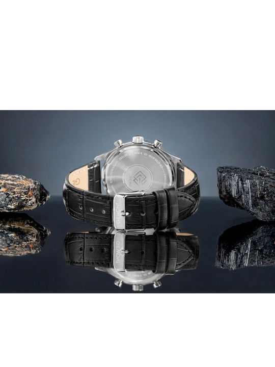 Men's Watch 42mm Battery Chronograph with Black Leather Strap
