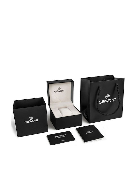 Giewont Herrenuhr 42mm Chronograph Batterie mit Silber Lederriemen