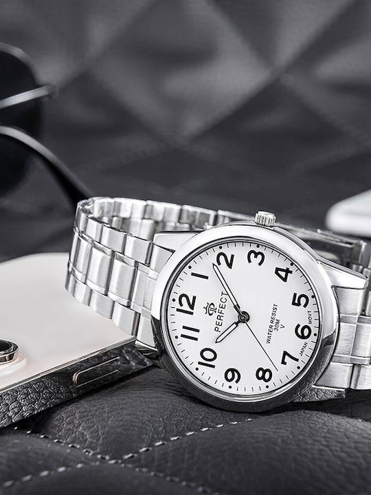 Perfect Men's Watch 38mm Battery with Silver Metal Bracelet