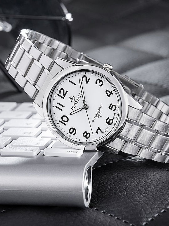 Perfect Men's Watch 38mm Battery with Silver Metal Bracelet
