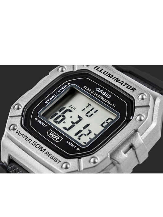 Casio Дигитален Мъжки Часовник 43mm На Батерия с Черна Каучукова Каишка