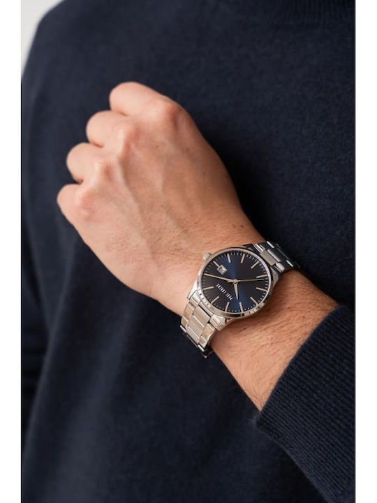 Paul Lorens Мъжки Часовник 41mm На Батерия с Черна Метална Гривна