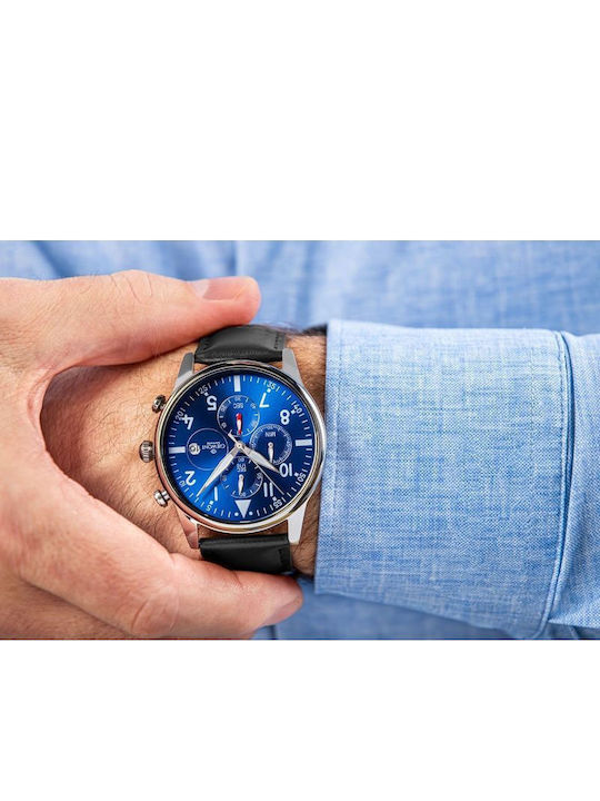 Men's Watch 42mm Battery Chronograph with Black Leather Strap