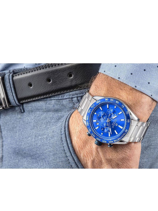 Giewont Herrenuhr Chronograph Batterie mit Silber Metall-Armband