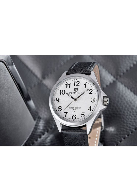 Perfect Men's Battery Watch with Black Metal Bracelet