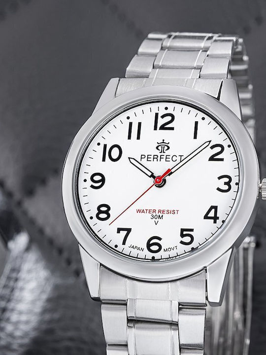 Perfect Men's Watch 38mm Battery with Silver Metal Bracelet