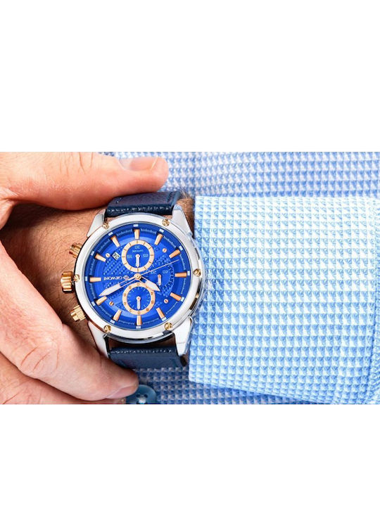 Giewont Herrenuhr 24mm Chronograph Batterie mit Silber Lederriemen