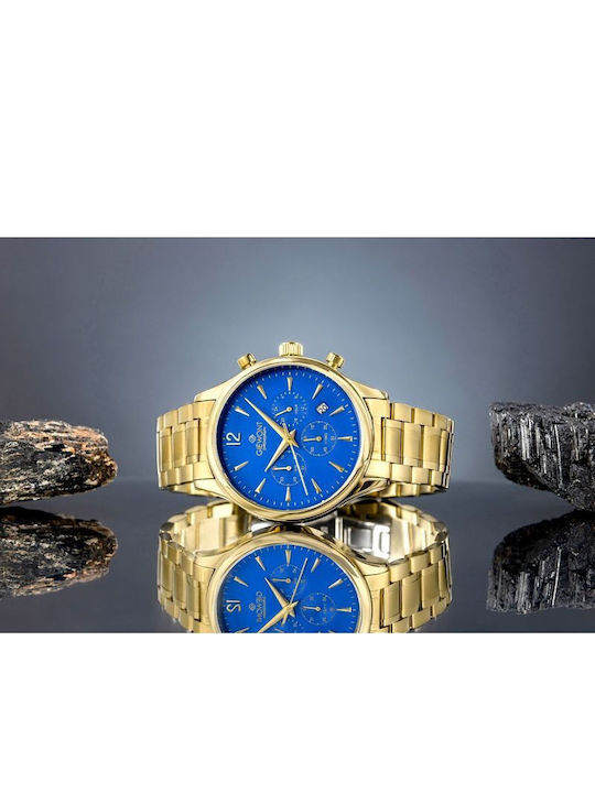 Giewont Men's Watch 42mm Chronograph Battery with Gold Metal Bracelet