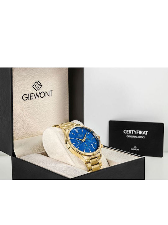 Giewont Men's Watch 42mm Chronograph Battery with Gold Metal Bracelet