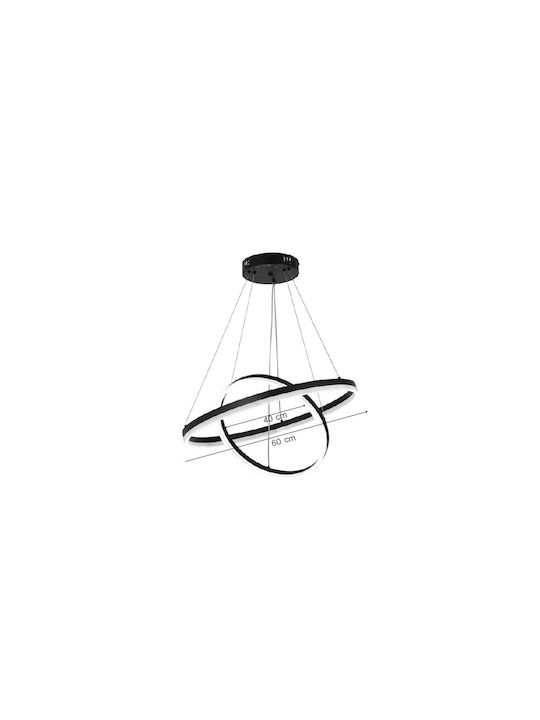 Inlight Κρεμαστό Φωτιστικό Μαύρο LED 60x60εκ.