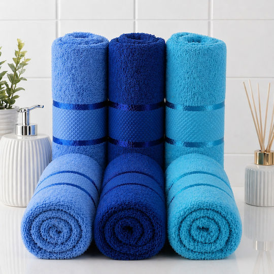 Kotonia Home Πετσέτα Προσώπου 50x90εκ. Multicolor 6τμχ Βάρους 400gr/m²