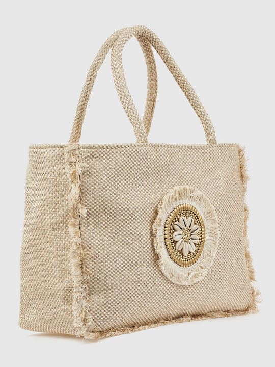 Verde Fabric Beach Bag Beige Verde Fabric Beach Bag Beige
