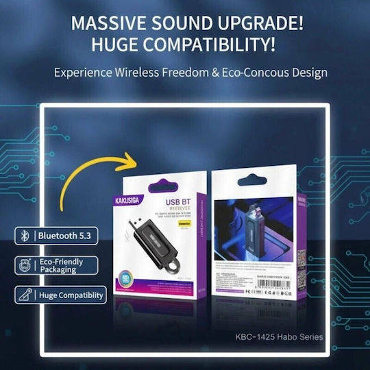 Kakusiga Ksc-1425 Bluetooth 5.3 Usb Receiver Μαύρο Μαύρο