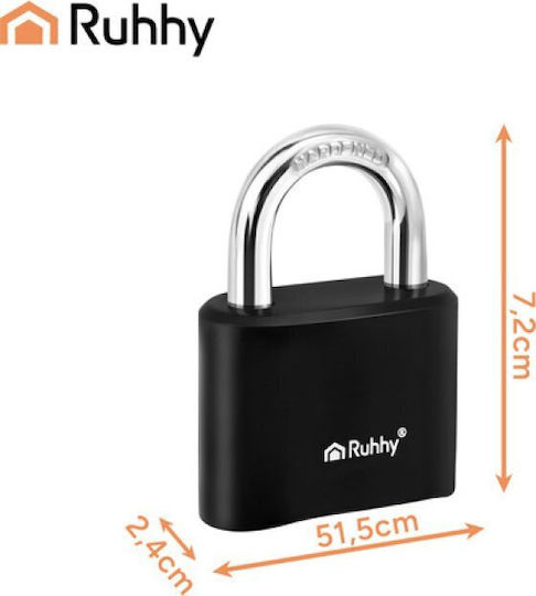 Ruhhy Steel Combination Padlock 50mm Black