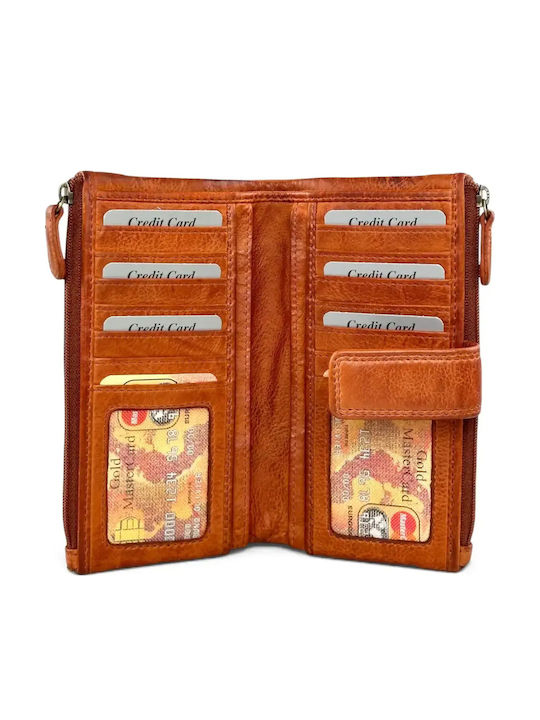 Large Leather Women's Travel Wallet Tabac Brown