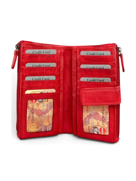 Large Leather Women's Travel Wallet Red
