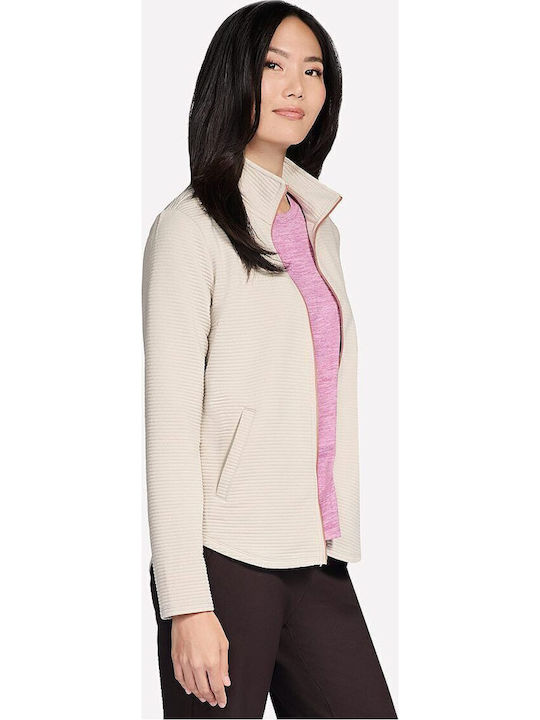 Hoodless Hoodie GoWalk Shine Jacket Γυναικεία Αθλητική Ζακέτα Μπεζ